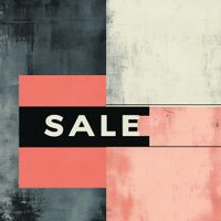the word sale in the center of an abstract art style